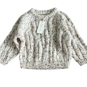 Rylee + Cru Cable Knit Sweater‎ Top Pullover Neutral 18-24 M NWT Winter Classic